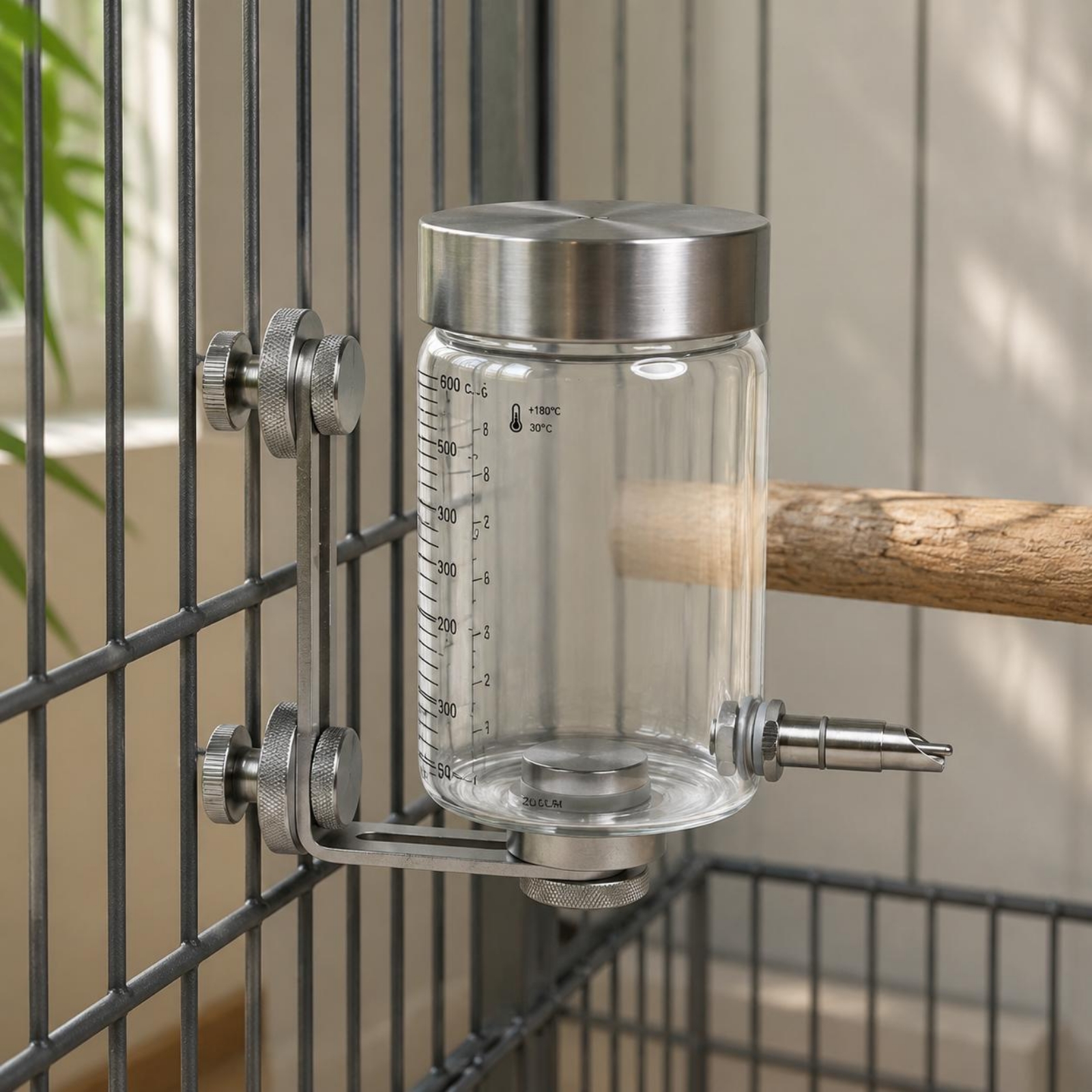 Pet Supplies In - Bird Enclosure Water Feeder Adhesive-Backed Mount